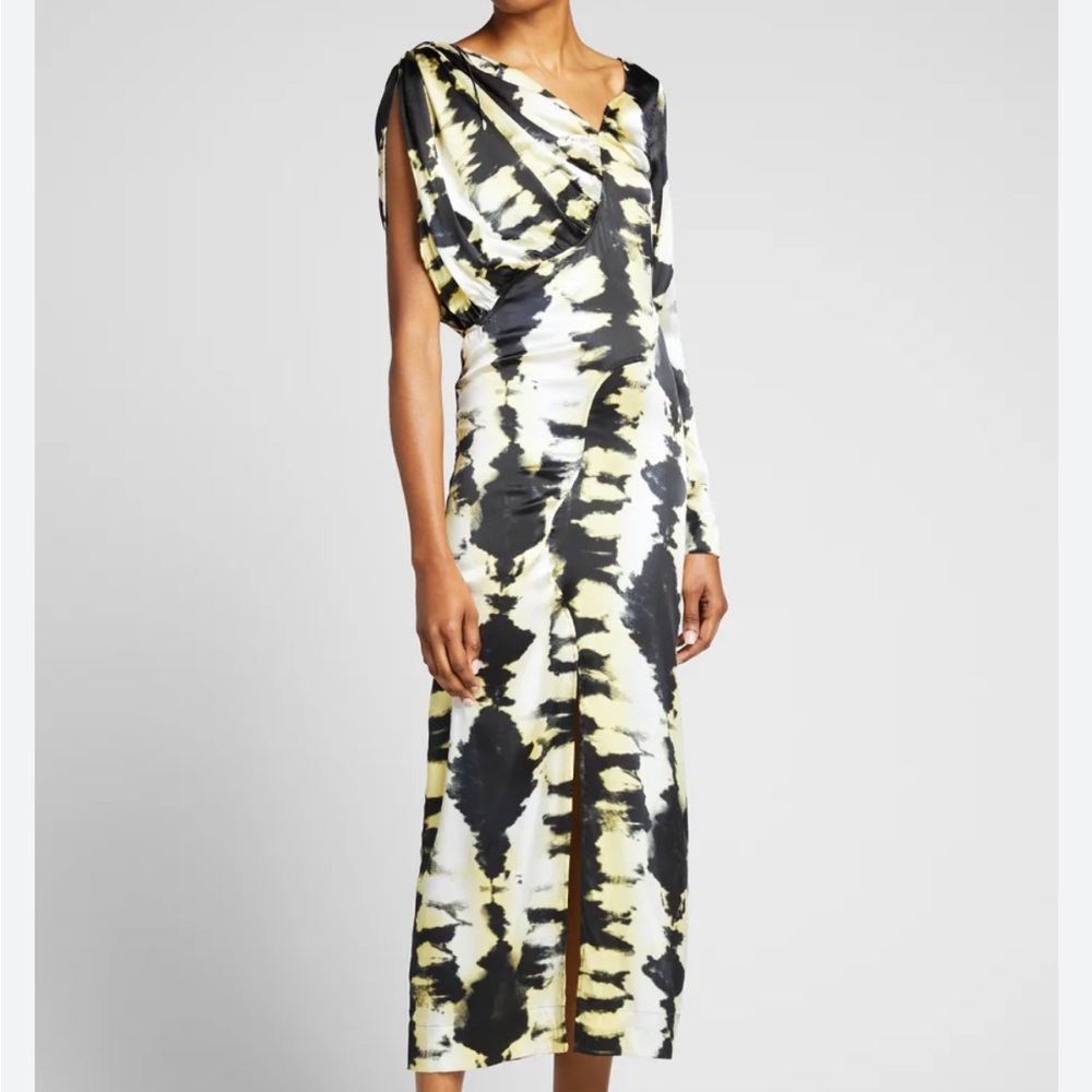 Ganni Asymmetrical Tie-Dye Skirt - Black and Yellow